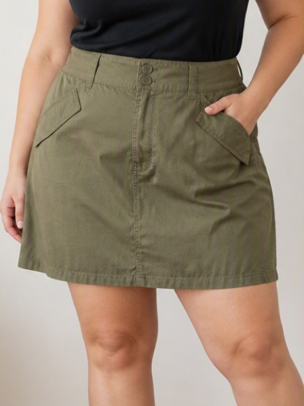 NWT Divided Olive Utility Mini Skirt Cotton Cargo Style Size XL